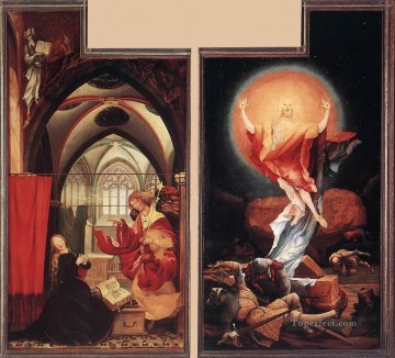 マティアス・グリューネヴァルト Painting - 受胎告知と復活 ルネサンス マティアス・グリューネヴァルト